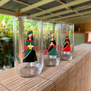 Reyes Magos 1995 Puerto Rico McDonald's‎ Coca-Cola Glasses Set of 3